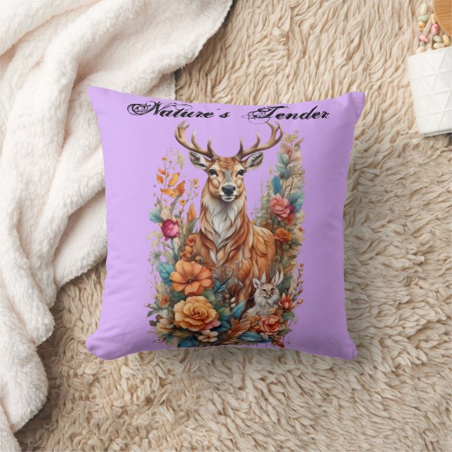 Natuur Tender: Whimsical Sinaasappel Deer and Fawn Kussen (Deken)