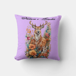 Natuur Tender: Whimsical Sinaasappel Deer and Fawn Kussen