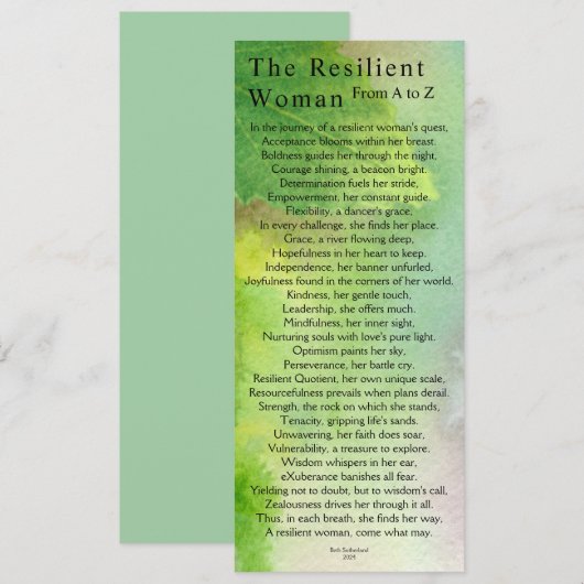 Natuur Thema Veerkrachtige Vrouw Kaart (Voorkant / Achterkant)