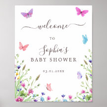 Natuur thema vlinders Baby shower welkom