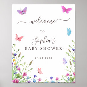 Natuur thema vlinders Baby shower welkom Poster