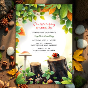 Natuur-thema Woodland lieveheersbeestje meisje 1e  Kaart