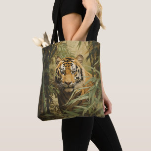 Natuur tijger in het bos tote bag