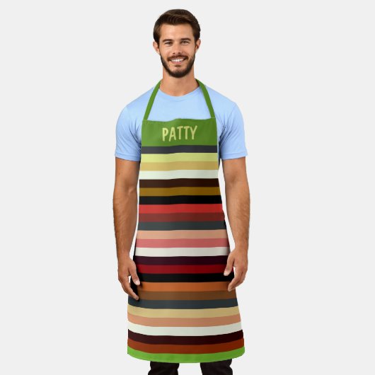 Natuur Tonen Stripe Custom Schort (Gedragen)