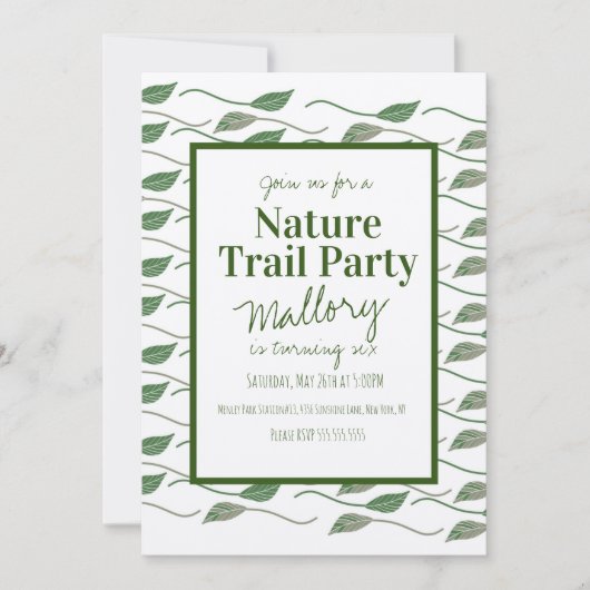 Natuur Trail Bossen Leaf Birthday Rustic Kaart (Voorkant)