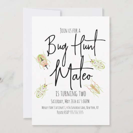 Natuur Trail Insect Bug Birthday Uitnodiging (Voorkant)