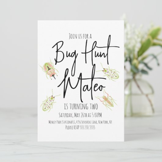 Natuur Trail Insect Bug Birthday Uitnodiging (Staand voorkant)