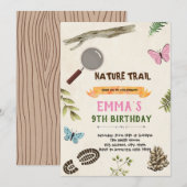 Natuur trail meisje themauitnodiging kaart (Voorkant / Achterkant)