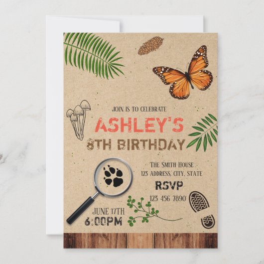 Natuur Trail Party-uitnodiging Kaart (Voorkant)