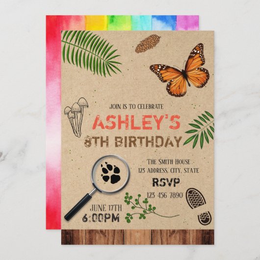 Natuur Trail Party-uitnodiging Kaart (Voorkant / Achterkant)