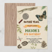 Natuur trail verjaardaguitnodiging kaart (Voorkant / Achterkant)
