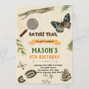 Natuur trail verjaardaguitnodiging kaart