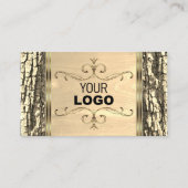 Natuur Tree Bark Wood Grain  grens en Logo Visitekaartje (Voorkant)