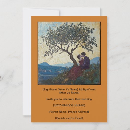 Natuur Tree Kissing Couple Ochre Invitation Kaart (Voorkant)