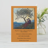 Natuur Tree Kissing Couple Ochre Invitation Kaart (Staand voorkant)