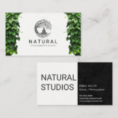 Natuur Tree Meditatie Logo | wijnbouwbladeren Visitekaartje (Voorkant / Achterkant)