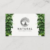 Natuur Tree Meditatie Logo | wijnbouwbladeren Visitekaartje (Voorkant)