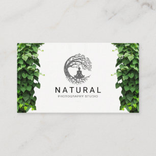 Natuur Tree Meditatie Logo   wijnbouwbladeren Visitekaartje