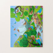 Natuur Trees Birds Flowers River House, leeftijd 8 Legpuzzel (Verticaal)