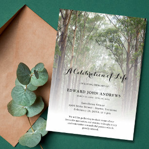 Natuur Trees Forest Celebration of Life Funeral Kaart