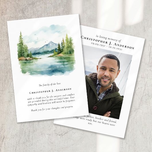 Natuur Trees Lake Foto Sympathy Begrafenismonument Bedankkaart