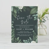 Natuur Tuin Plant Donkergroen Bruiloft Save The Date (Staand voorkant)