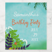 Natuur Tuin Verjaardagsfeest Wijn Etiket (Enkel label)