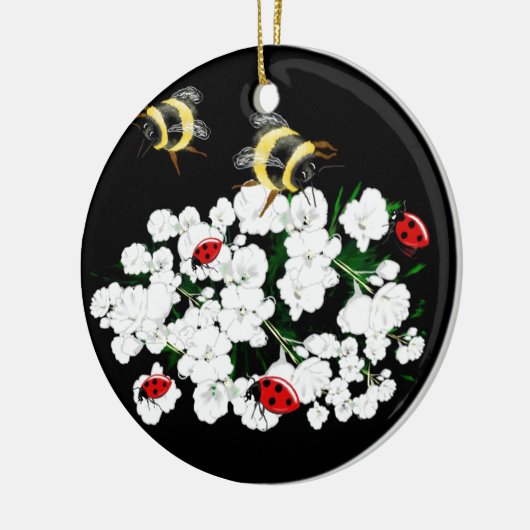 Natuur van BEES en Ladybugs Keramisch Ornament (Links)