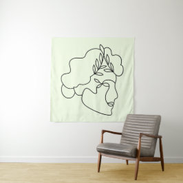 Natuur van Binnenuit – Abstracte Botanische Gezich Wandkleed