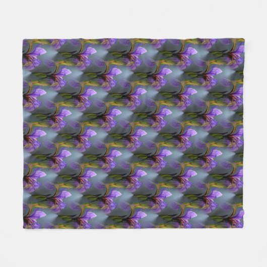 Natuur van Blue Flag Iris Flowers Fleece Deken (Voorkant (Horizontaal))