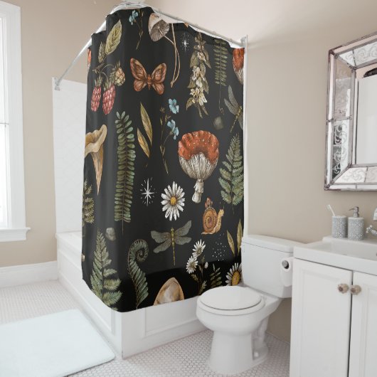  natuur van bossen naadloos. Amanita Douchegordijn (In situ)