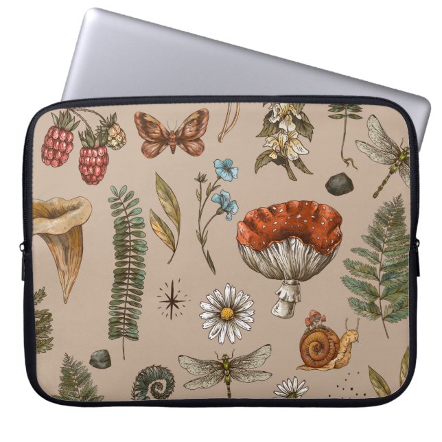  natuur van bossen naadloos. Amanita Laptop Sleeve (Voorkant)