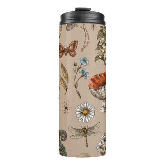  natuur van bossen naadloos. Amanita Thermosbeker (Voorkant)