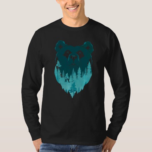 Natuur van bruin Beer Bosbomen T-shirt (Voorkant)