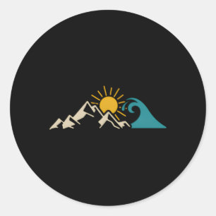 Natuur van de bergzon - Verhoogd Surf Surfer Hiker Ronde Sticker