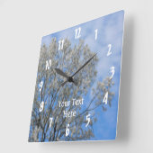 Natuur van de blauwe hemel (White Poplar Tree Blue Vierkante Klok (Hoek)