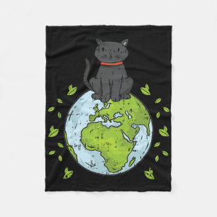 Natuur van de Cat Sitting Planet Earth Day Fleece Deken