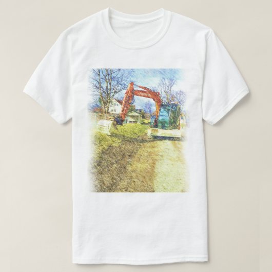 natuur van de graafmachine en huis t-shirt (Design voorkant)