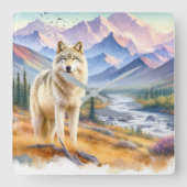 Natuur van de houtwolf vierkante klok (Voorkant)