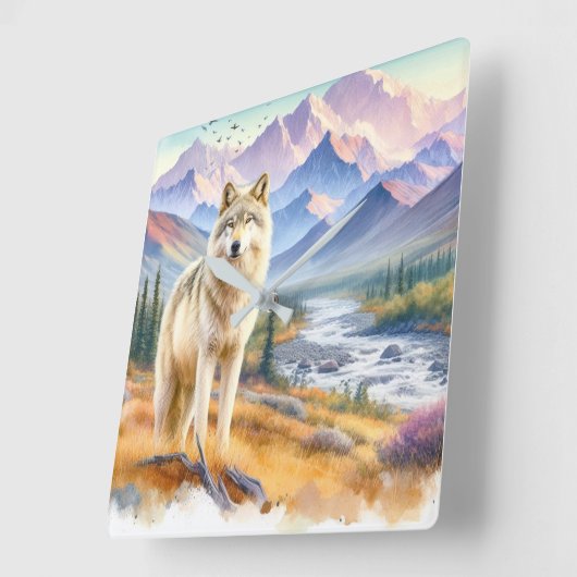 Natuur van de houtwolf vierkante klok (Hoek)