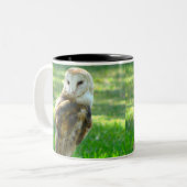 Natuur van de kerkuil tweekleurige koffiemok (Voorkant links)