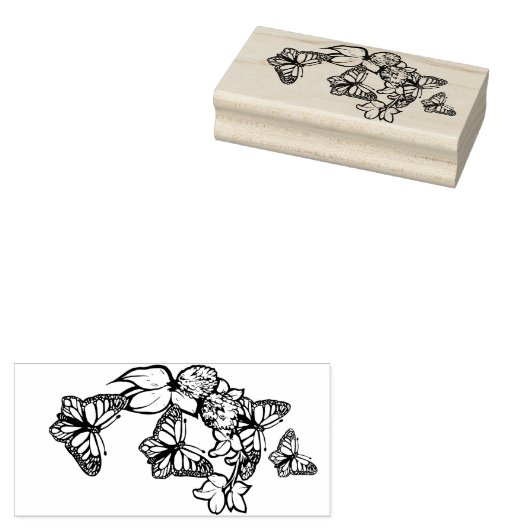 Natuur van de rode klaver van Monarch Butterfly Rubberstempel (Gestempeld)
