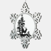 Natuur van de Steg Deer Tree Forest Animal Silhoue Tin Sneeuwvlok Ornament (Rechts)