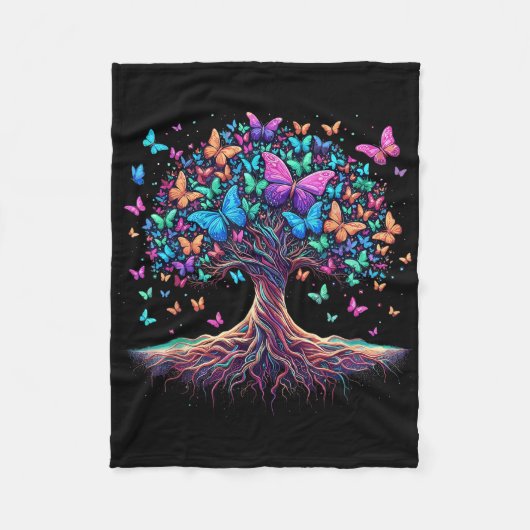 Natuur van de vlinderboom fleece deken (Voorkant)