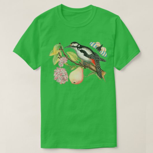  Natuur van de vogel, de vlinder en de peren T-shirt (Design voorkant)