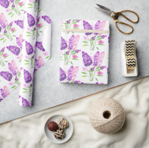Natuur van de Waterverf van Lilacs Purple Flowers Cadeaupapier