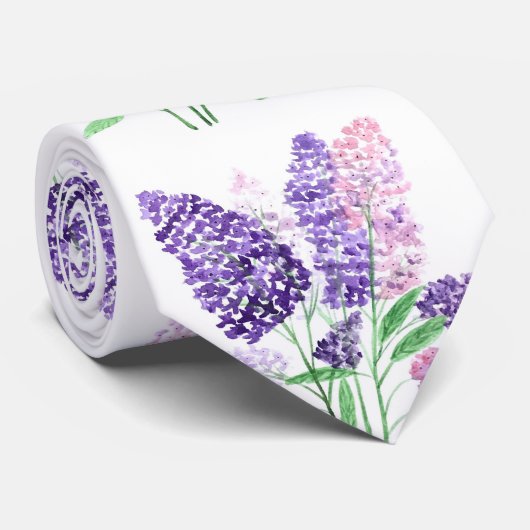 Natuur van de Waterverf van Lilacs Purple Flowers Stropdas (Opgerold)