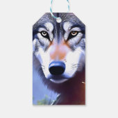 Natuur van de wolf olieverf, Verjaardag Cadeaulabel (Achterkant)