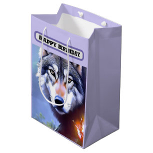Natuur van de wolf olieverf, Verjaardag Medium Cadeauzakje