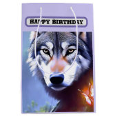 Natuur van de wolf olieverf, Verjaardag Medium Cadeauzakje (Voorkant)